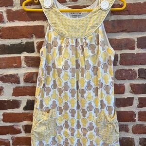 Forever 21 Yellow and Brown Pear Mini Apron/Smock Dress